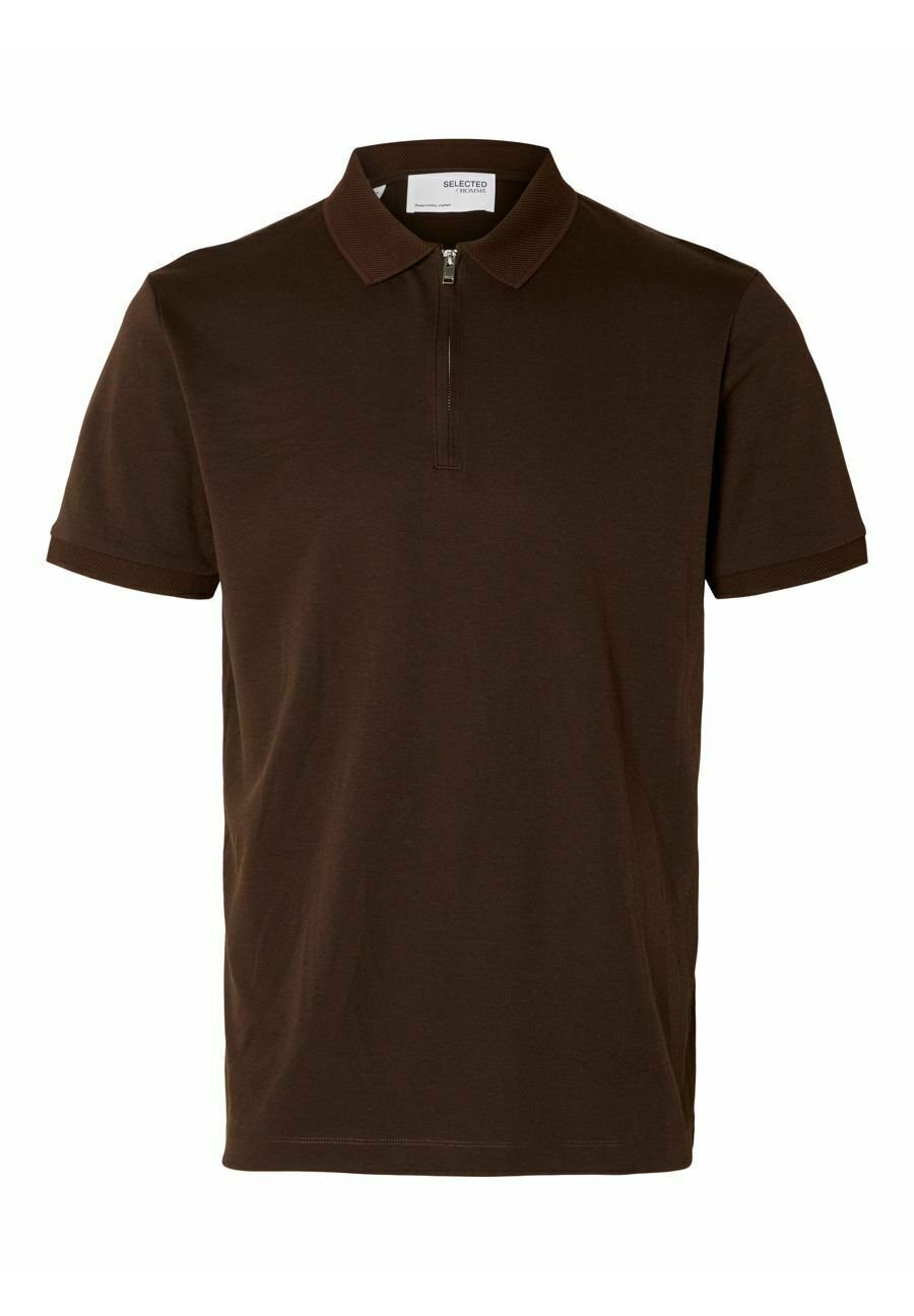 

Рубашка поло SLHFAVE ZIP Selected Homme, коричневый