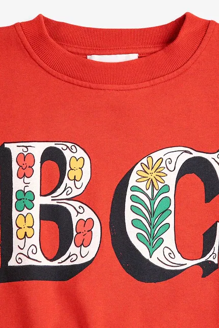 Блуза детская с принтом Spring Letters Bobo Choses, красный — фото 3