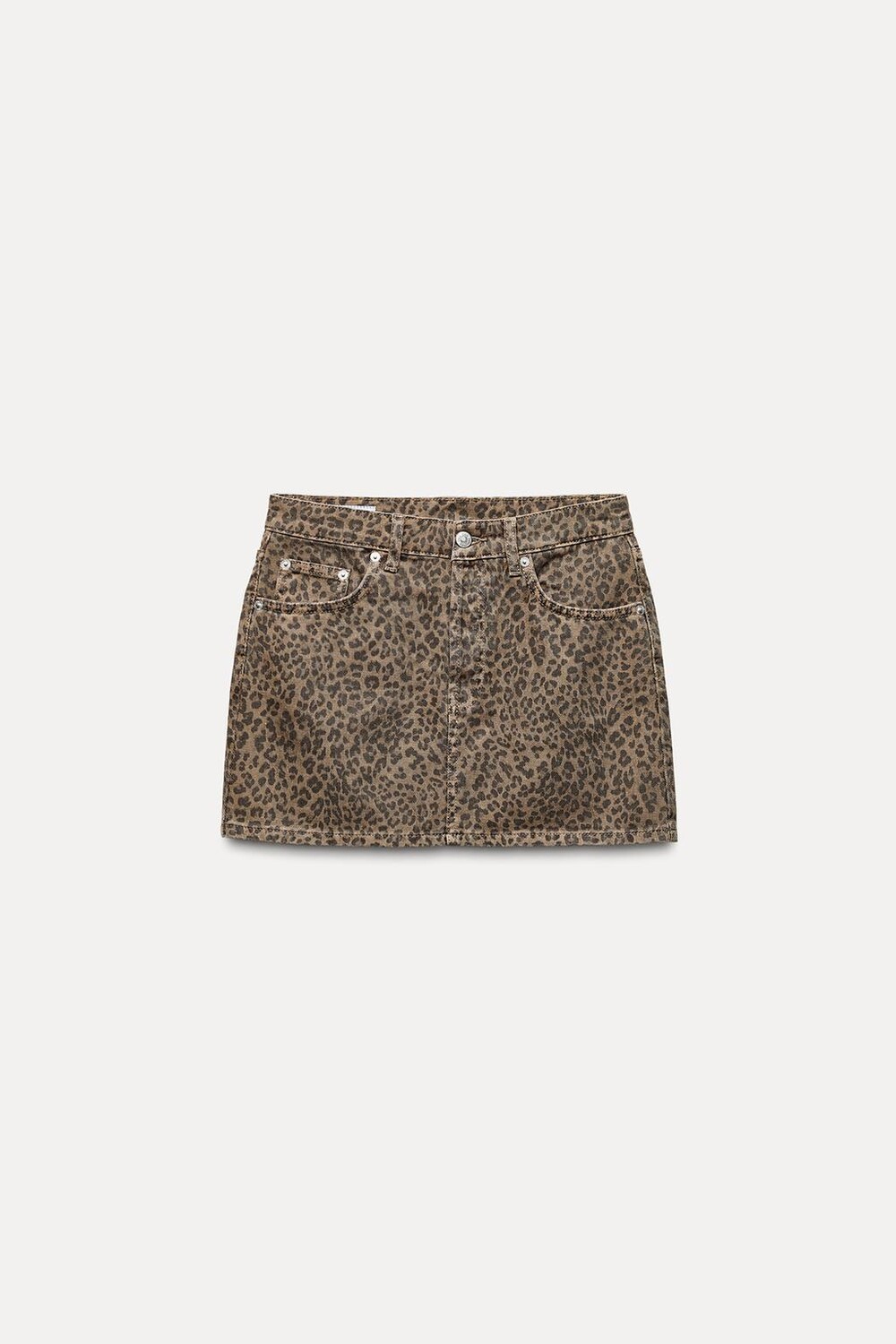 

Юбка из джинса с животным принтом trf ZARA, цвет leopard