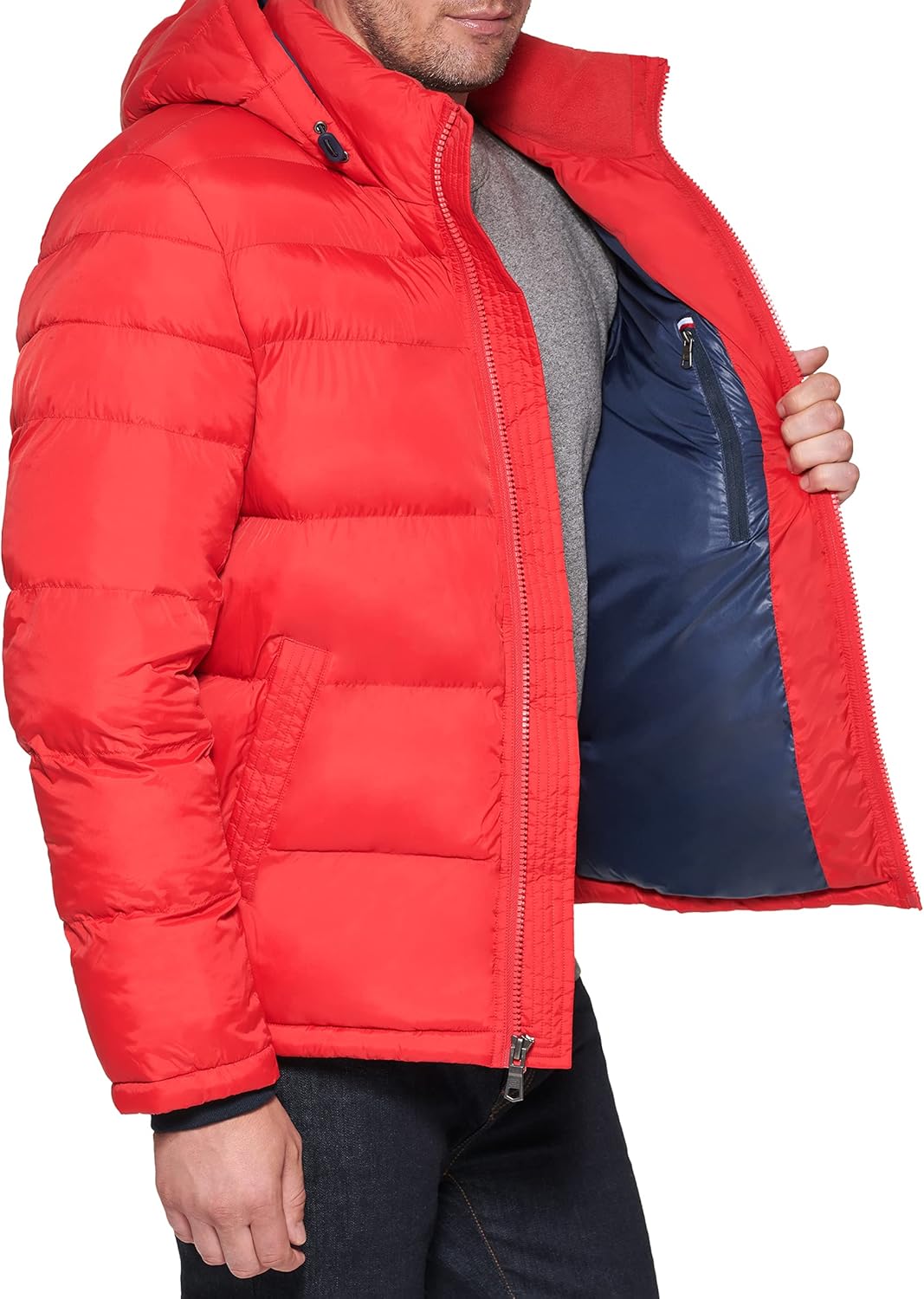 Мужская куртка-пуховик Tommy Hilfiger с капюшоном (стандартная и для больших и высоких), Orange Burst — фото 3