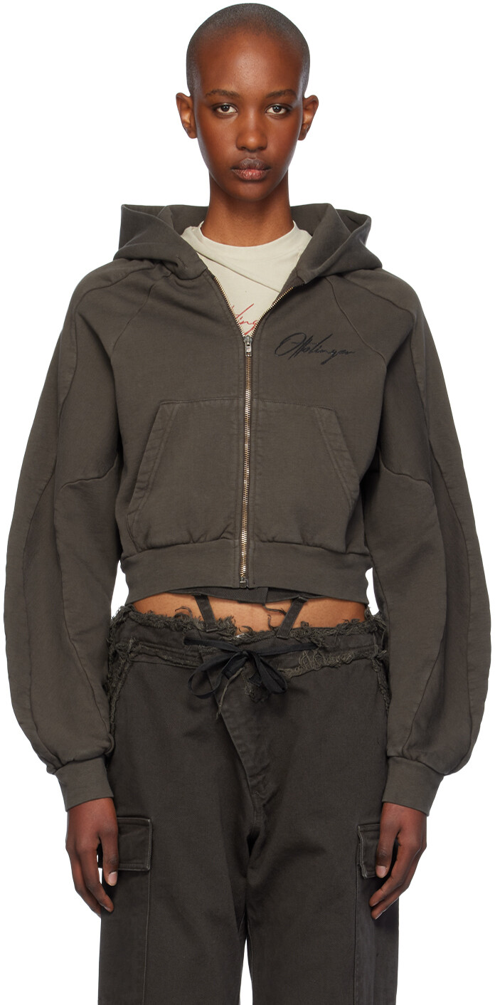 

Коричневая толстовка с капюшоном на молнии Multiline Ottolinger, Dark brown wash