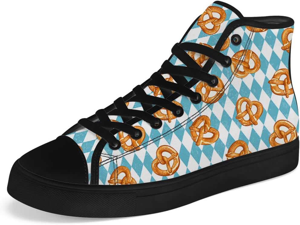 

Мужские и женские высокие кеды Chebing с принтом крендель, с шнуровкой, повседневная обувь из ткани, синий