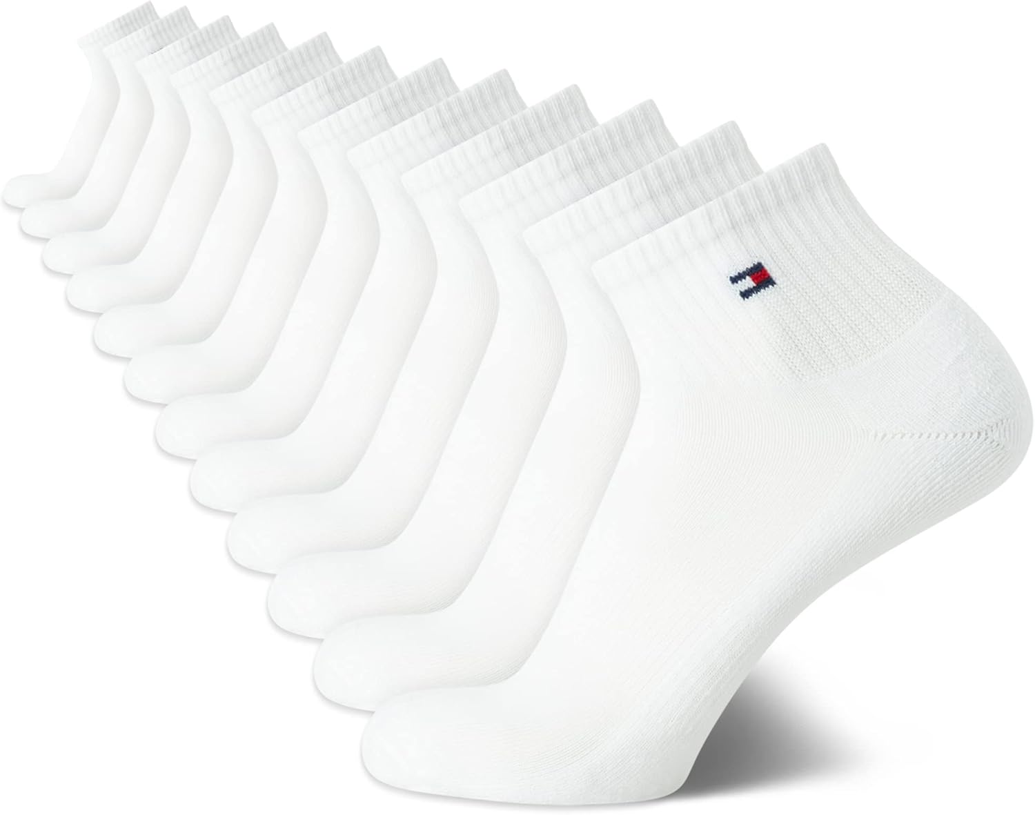 

Мужские носки Tommy Hilfiger Quarter - 12 пар носков с поддержкой свода стопы, эластичные, спортивные, для мужчин (7-12 лет), All White