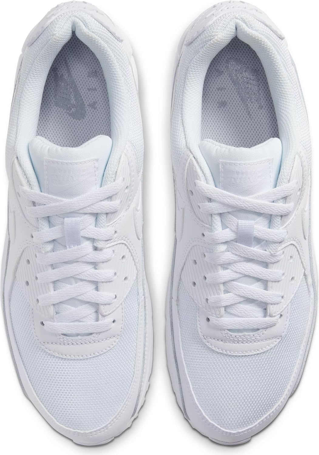 Мужские кроссовки Nike Air Max 90 из кожи с низким верхом, белый/серый — фото 4