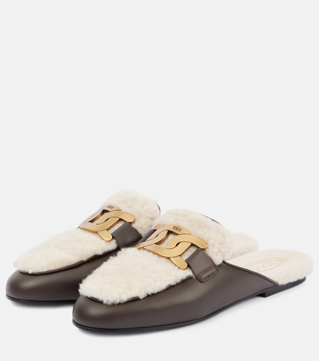 Мюли Catena из овчины и кожи Tod's, Marrone Africa + Avorio — фото 4