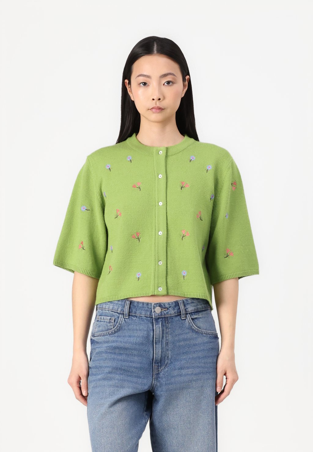 

Кардиган OBJTHESS SLEEVE CARDIGAN Object, зеленый
