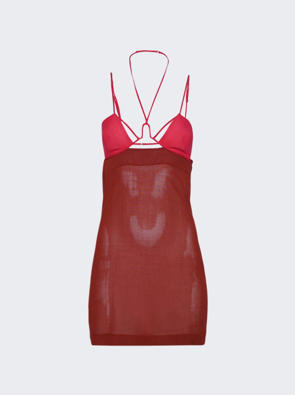 

Мини-платье с U-образным бюстгальтером Nensi Dojaka, цвет burnt tangerine and hot pink