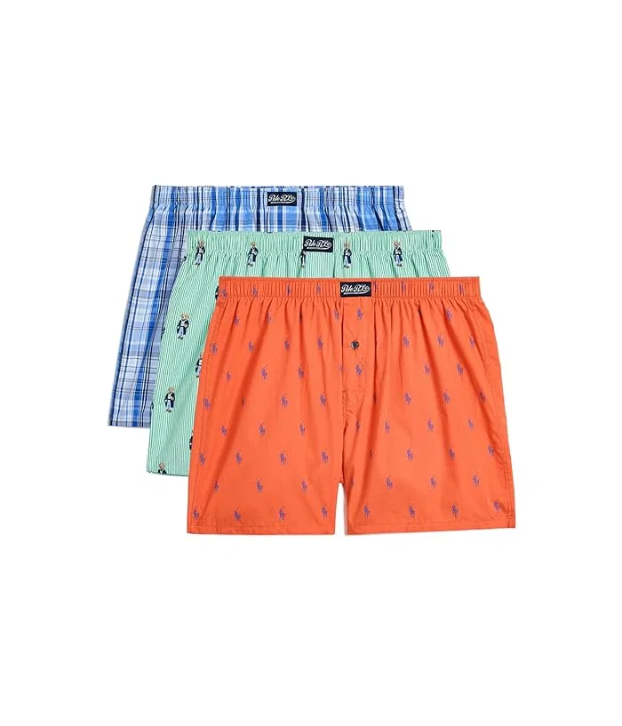 Трусы Woven Boxers Polo Ralph Lauren, Robinson Plaid/Morning Robe Bear Stripe/Spring Melon W/Boston Ro