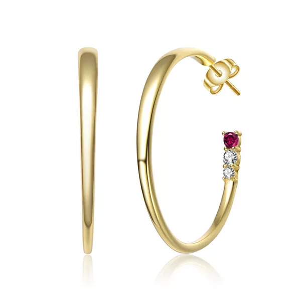 

Серьги-Кольца с тремя камнями, родиевым покрытием и кубическим цирконием, из стерлингового серебра Genevive, red