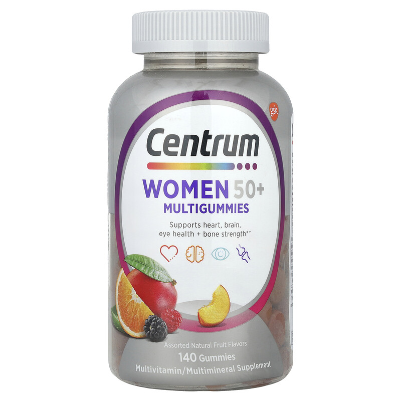 

Centrum, Мультивитонки для женщин старше 50 лет, натуральное фруктовое ассорти, 140 жевательных таблеток