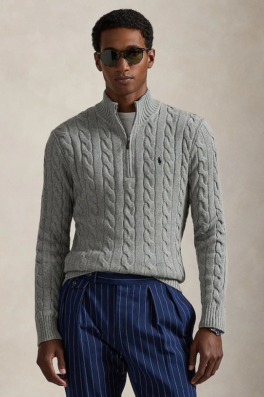 

Хлопковый свитер Polo Ralph Lauren, серый