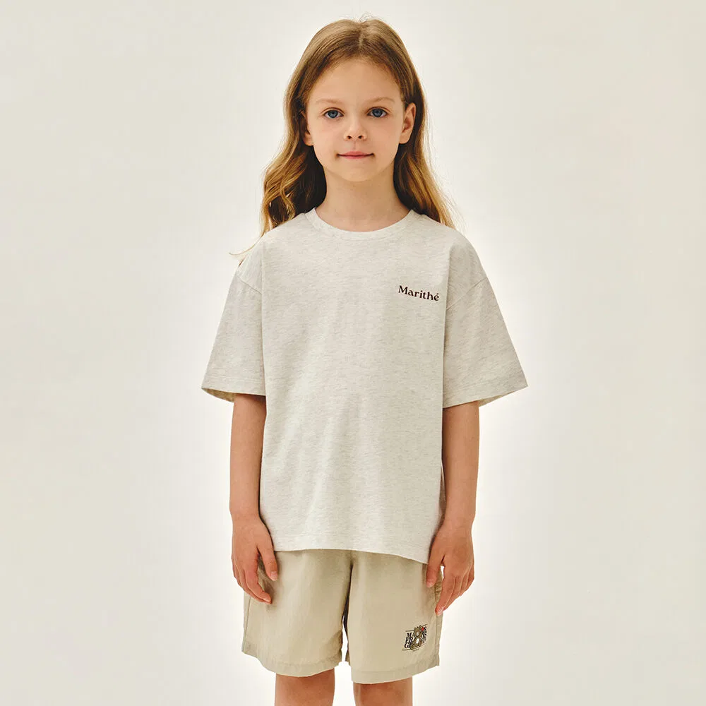 Детская оверсайз футболка Marithé Kids с графикой на спине, овсяная