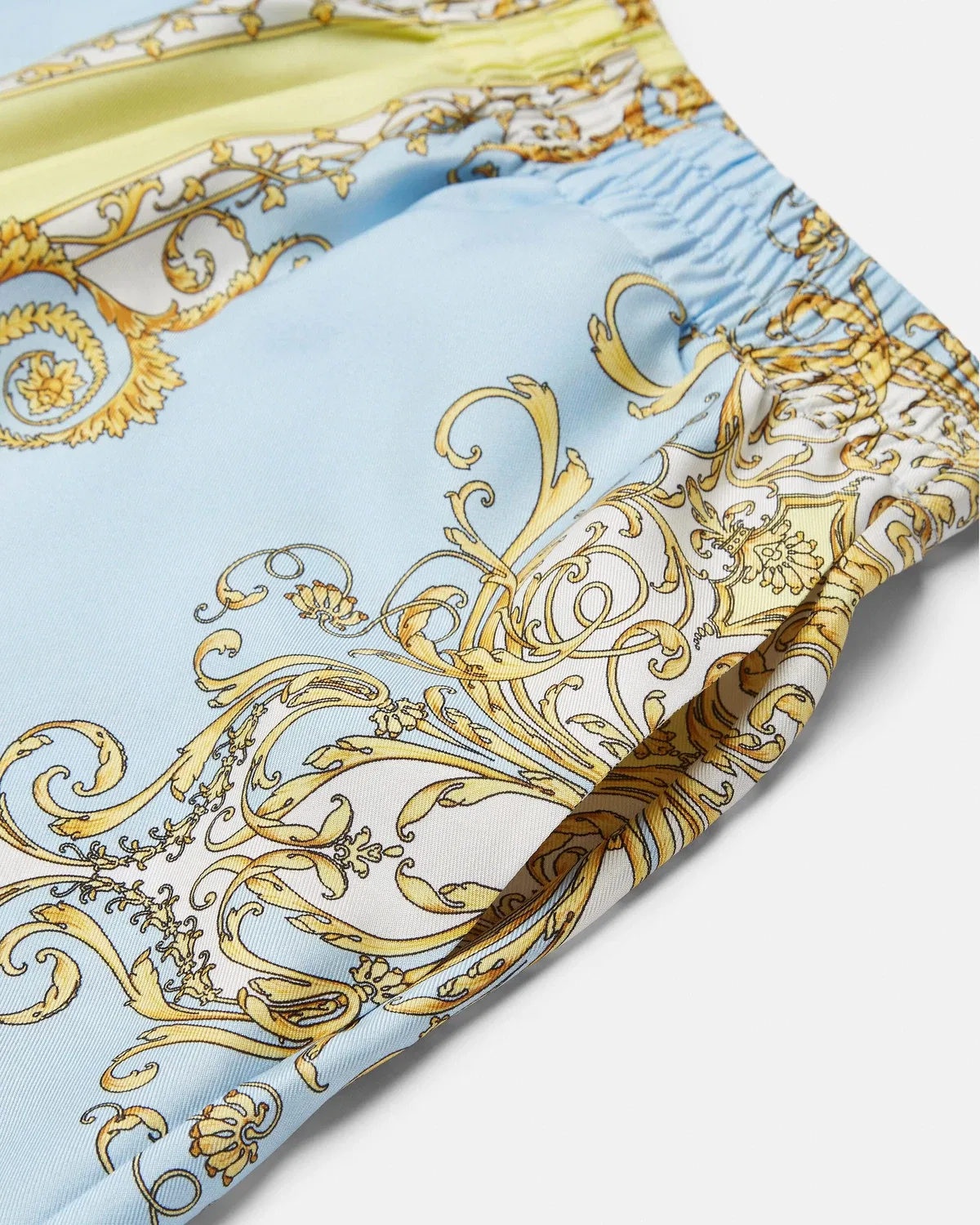 Детские шорты из шелкового твила с принтом VERSACE, бирюзовый — фото 4