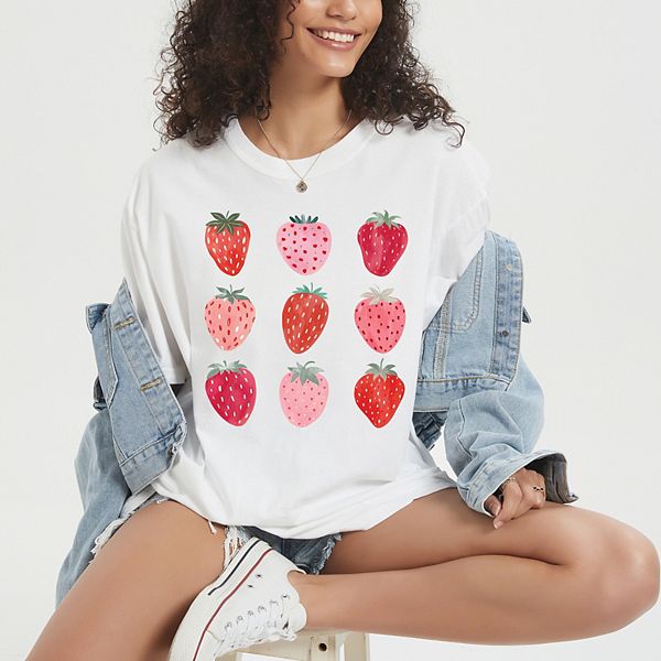 

Футболка garment dyed с водяным принтом в виде клубники Simply Sage Market, White, Белый, Футболка garment dyed с водяным принтом в виде клубники Simply Sage Market, White