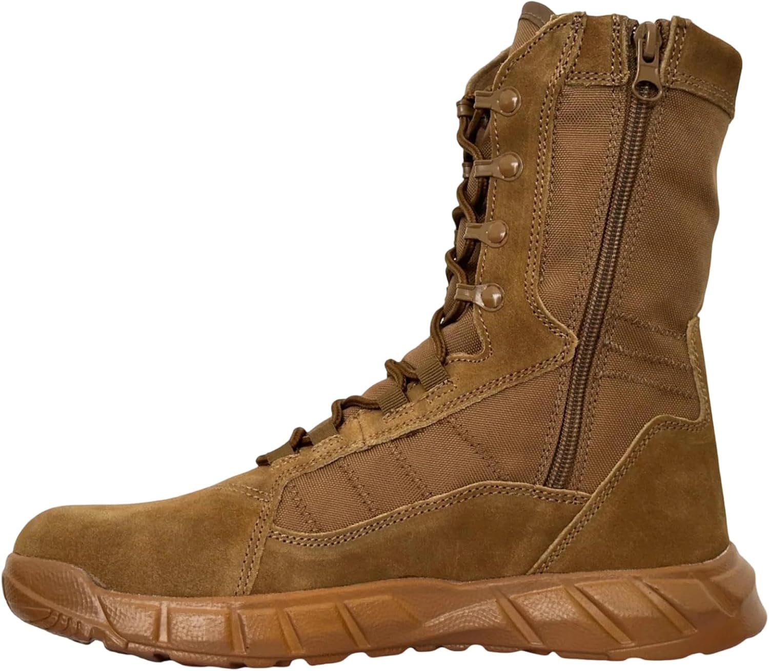 

Мужские тактические ботинки Alloaone из разделенной кожи до середины голени с боковой молнией и нейлоновым голенищем для походов и тренировок на открытом воздухе, Coyote Brown