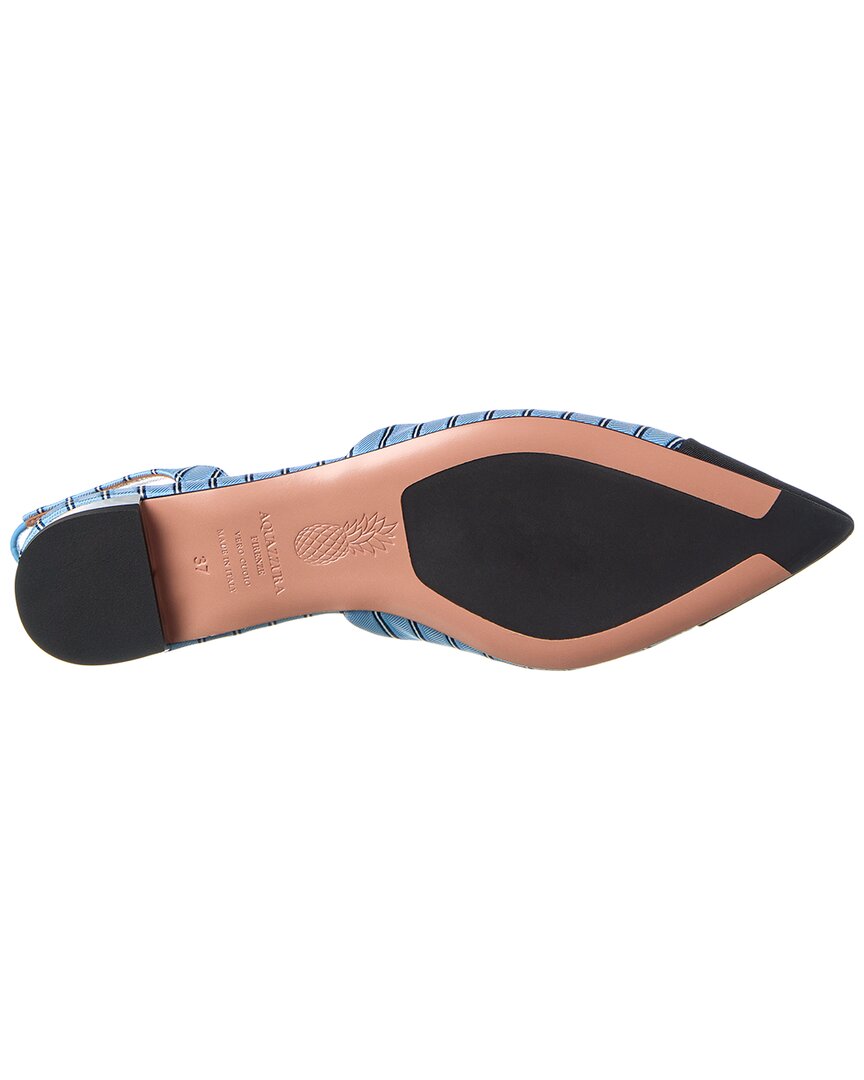 Туфли-лодочки Aquazzura Milanese Canvas Slingback Flat, синий — фото 4