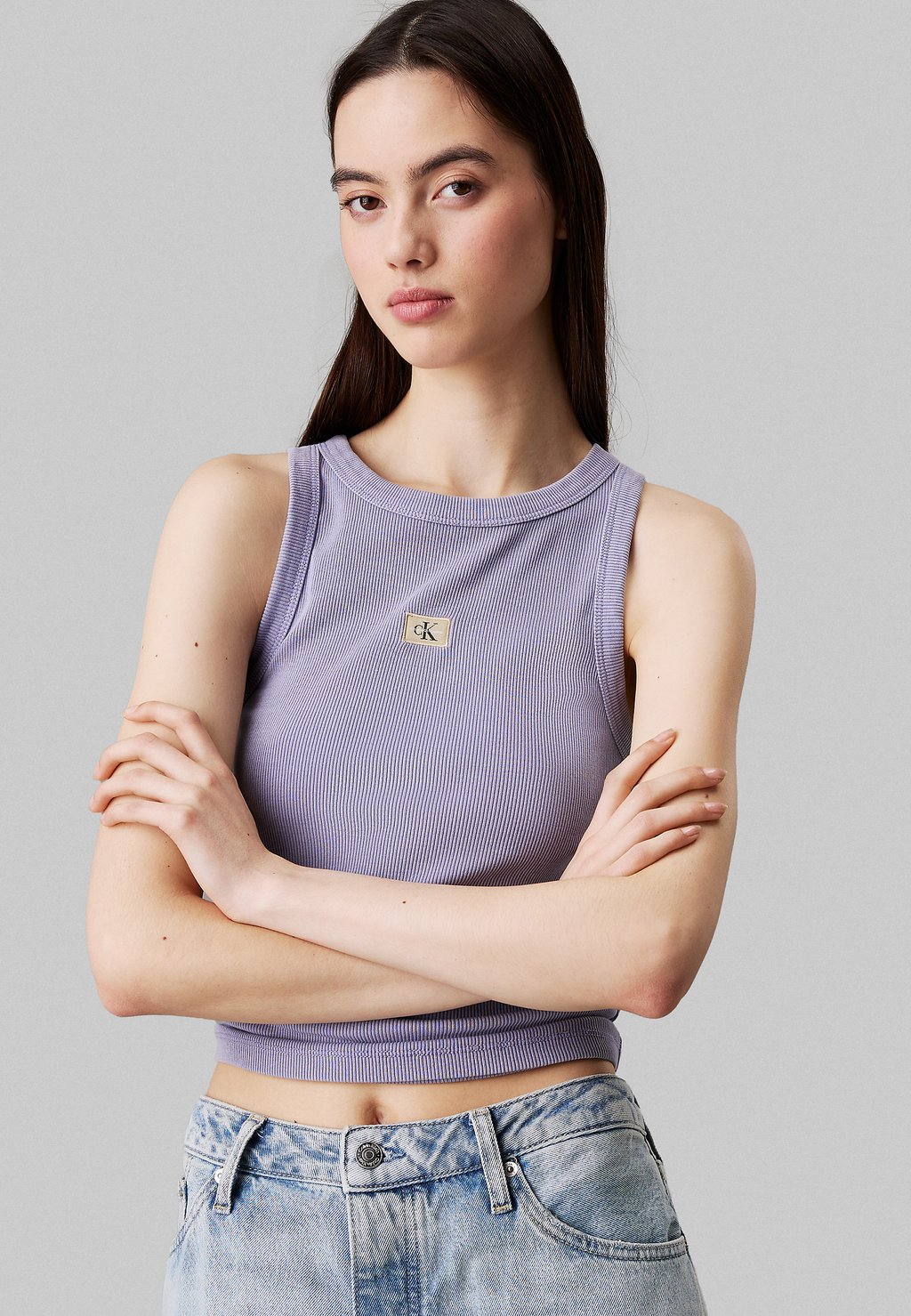 

Топ SLIM RIBBED Calvin Klein Jeans, фиолетовый