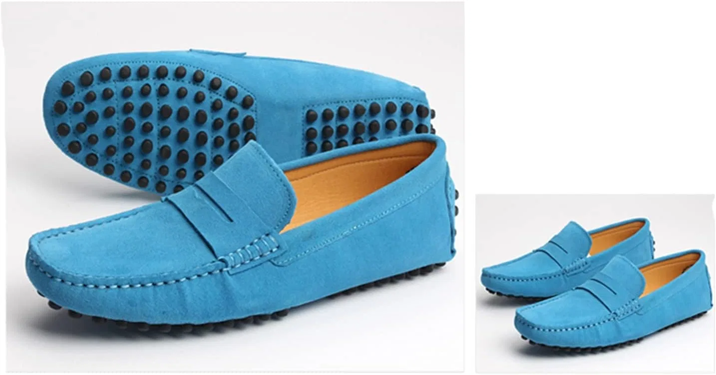 Мокасины замшевые мужские повседневные Loafers, небесно-голубой LITNERMIA — фото 3