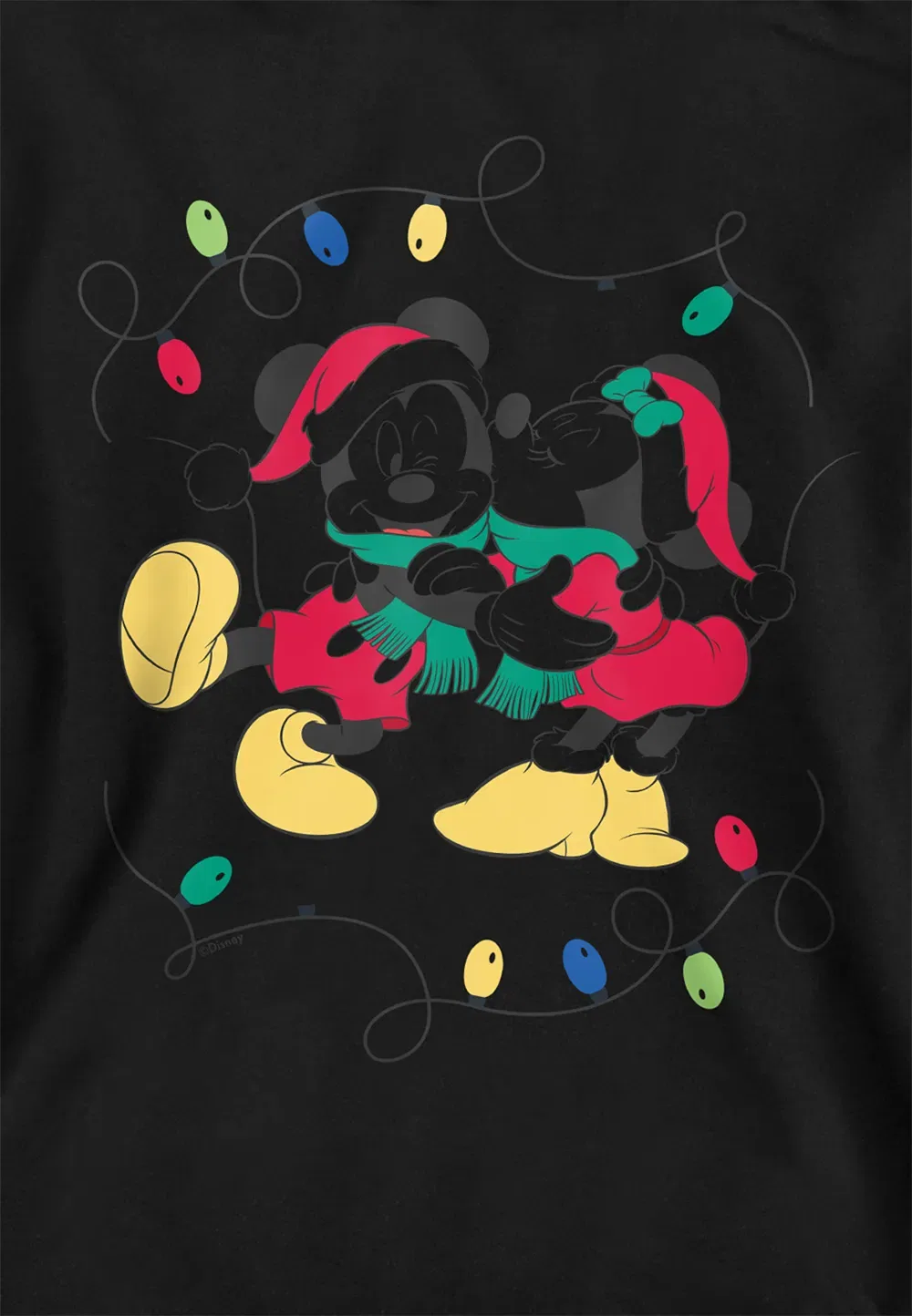 Детский худи Mickey Mouse And Minnie Christmas Kiss, черный Disney, черный — фото 2