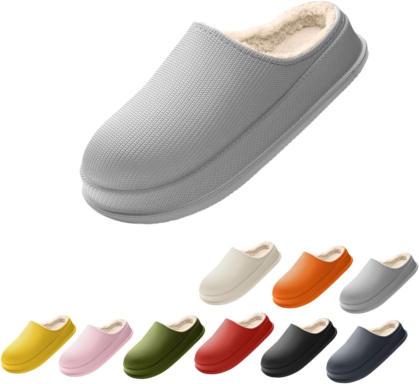 

Домашние тапочки Cloud для женщин и мужчин, водонепроницаемые, теплые зимние тапочки с плюшевой флисовой подкладкой, противоскользящие Generic, светло-серый