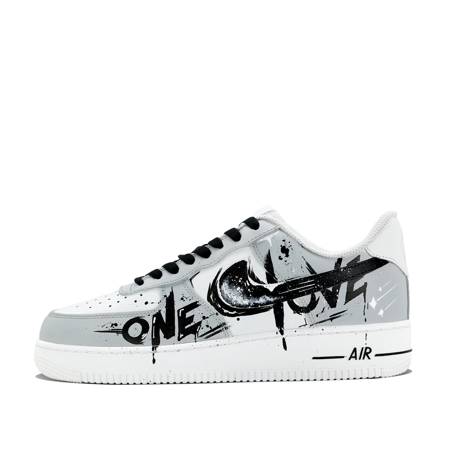 

Air Force 1 Street Love Style с амортизацией, износостойкие низкие скейтборд кроссовки Unisex Nike, черный/серый