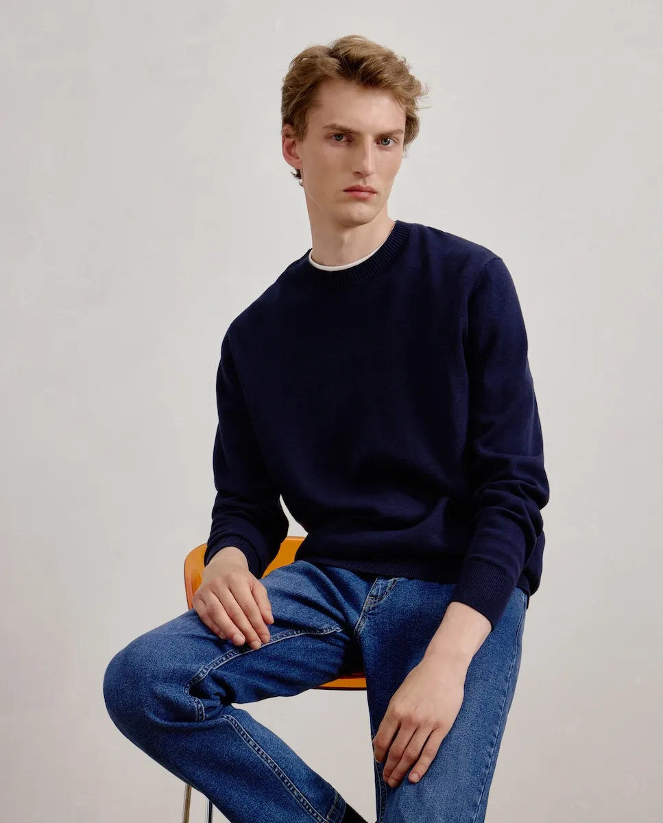 

Мужской базовый джемпер с круглым вырезом Dustin, темно-синий