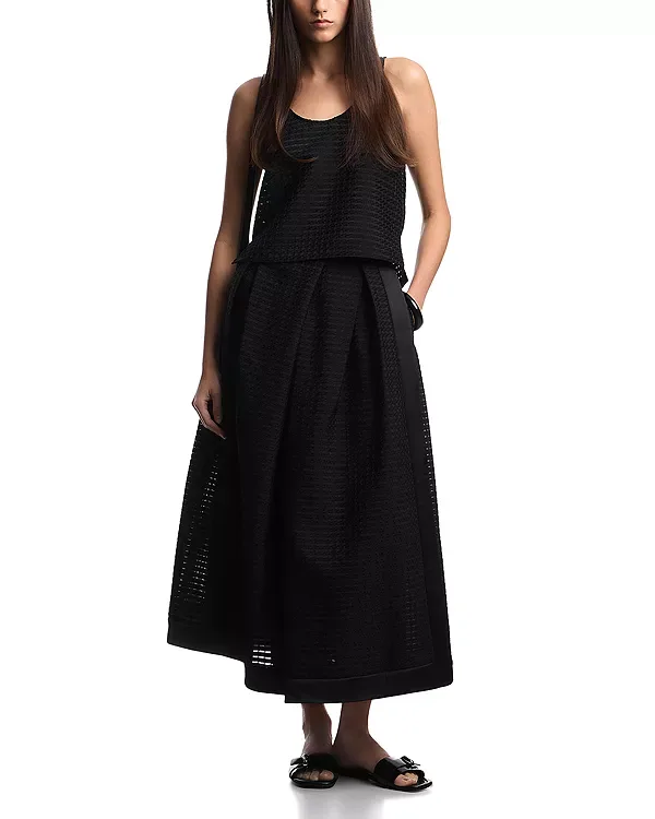 Юбка миди Vichy с 3D жаккардовым узором Emporio Armani, Black — фото 2