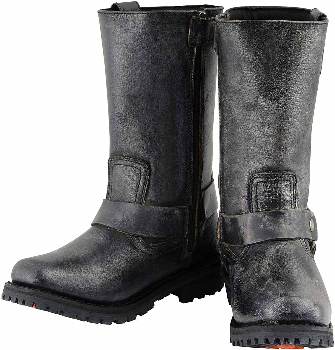 Мужские мотоциклетные ботинки Milwaukee Leather, потертая коричневая кожа, широкая колодка, квадратный носок 11 дюймов MBM9005W, серый — фото 3