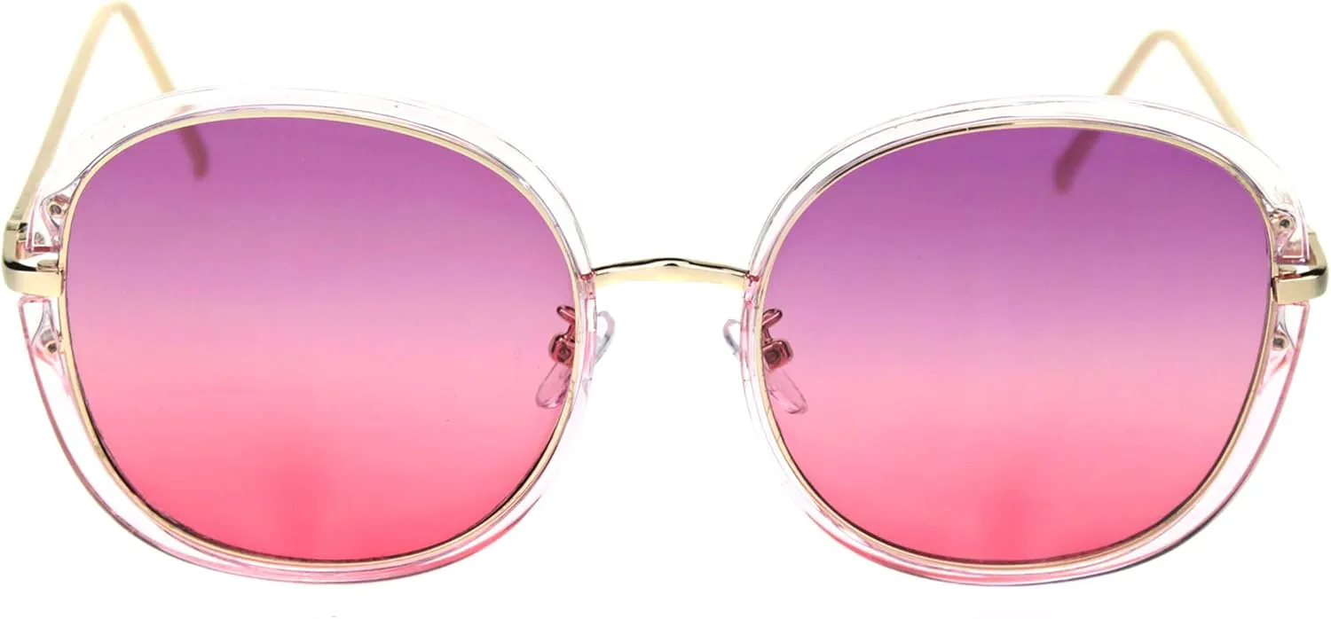 

Солнцезащитные очки PASTL в закругленной квадратной оправе для женщин, модные очки большого размера, защита от УФ-излучения UV 400, Pink Gold (Purple Pink)