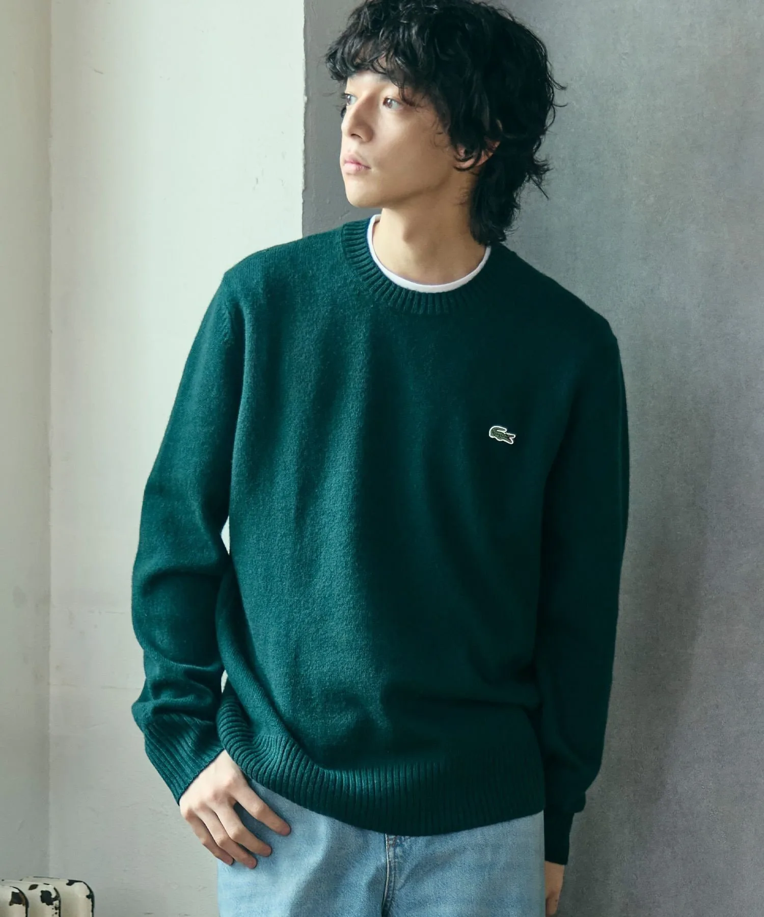 Вязаный шерстяной свитер LACOSTE, Dark Green — фото 2