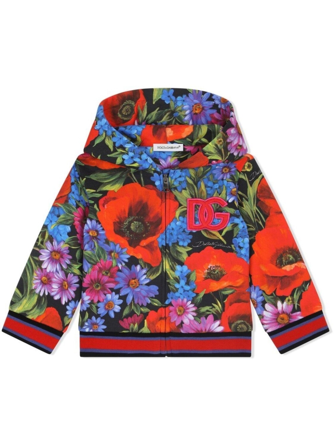 

Dolce & Gabbana худи на молнии с цветочным принтом, красный