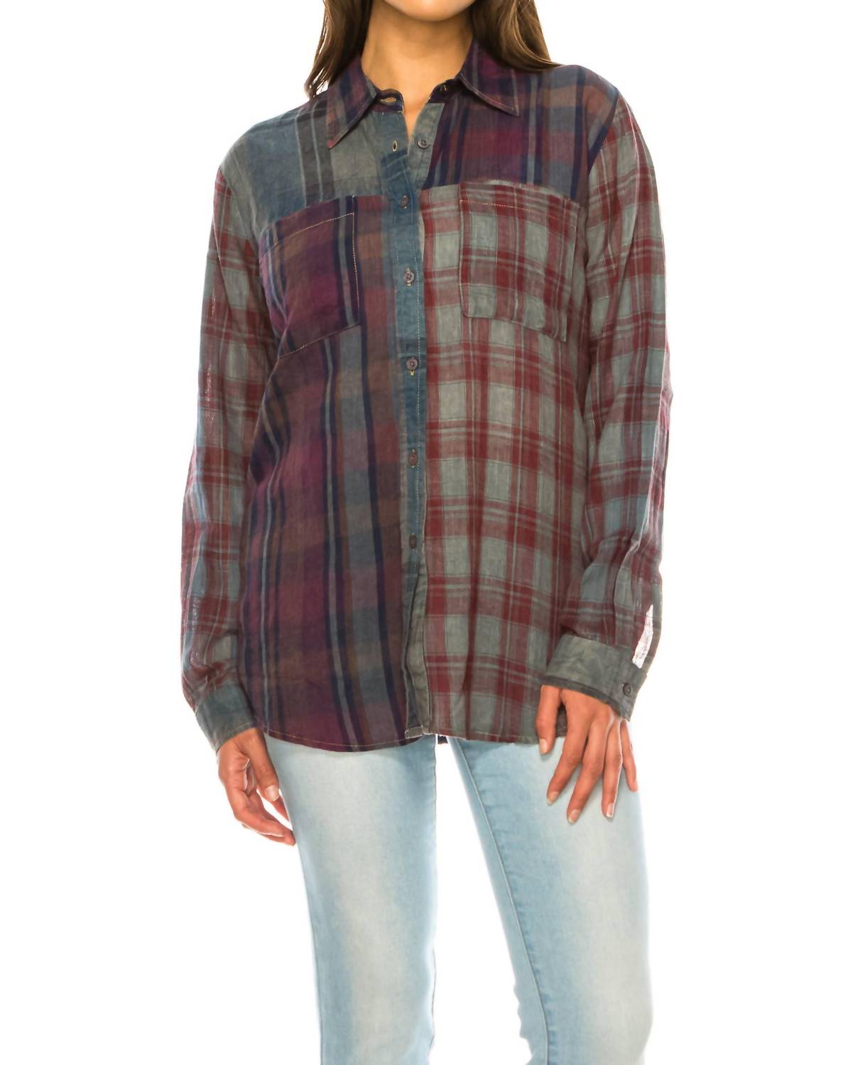 

Zoee Рубашка на пуговицах в клетчатом принте Magazine Clothing, Mixed Plaid Print