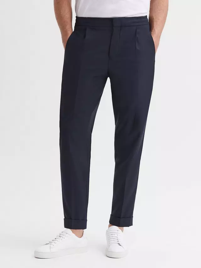 

Брюки Reiss Brighton Pleated Relaxed, темно-синий