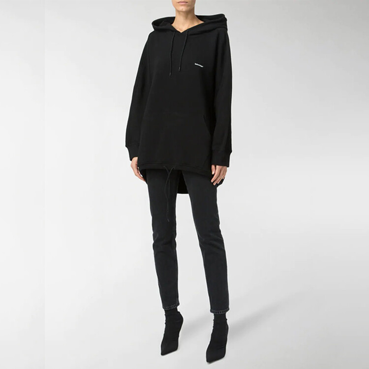 Толстовка женская Balenciaga с капюшоном и логотипом, черный — фото 2