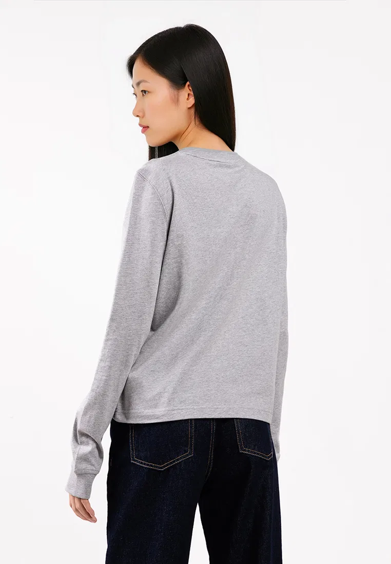 Футболка с длинным рукавом, монограмма, Calvin Klein Jeans, серый — фото 2