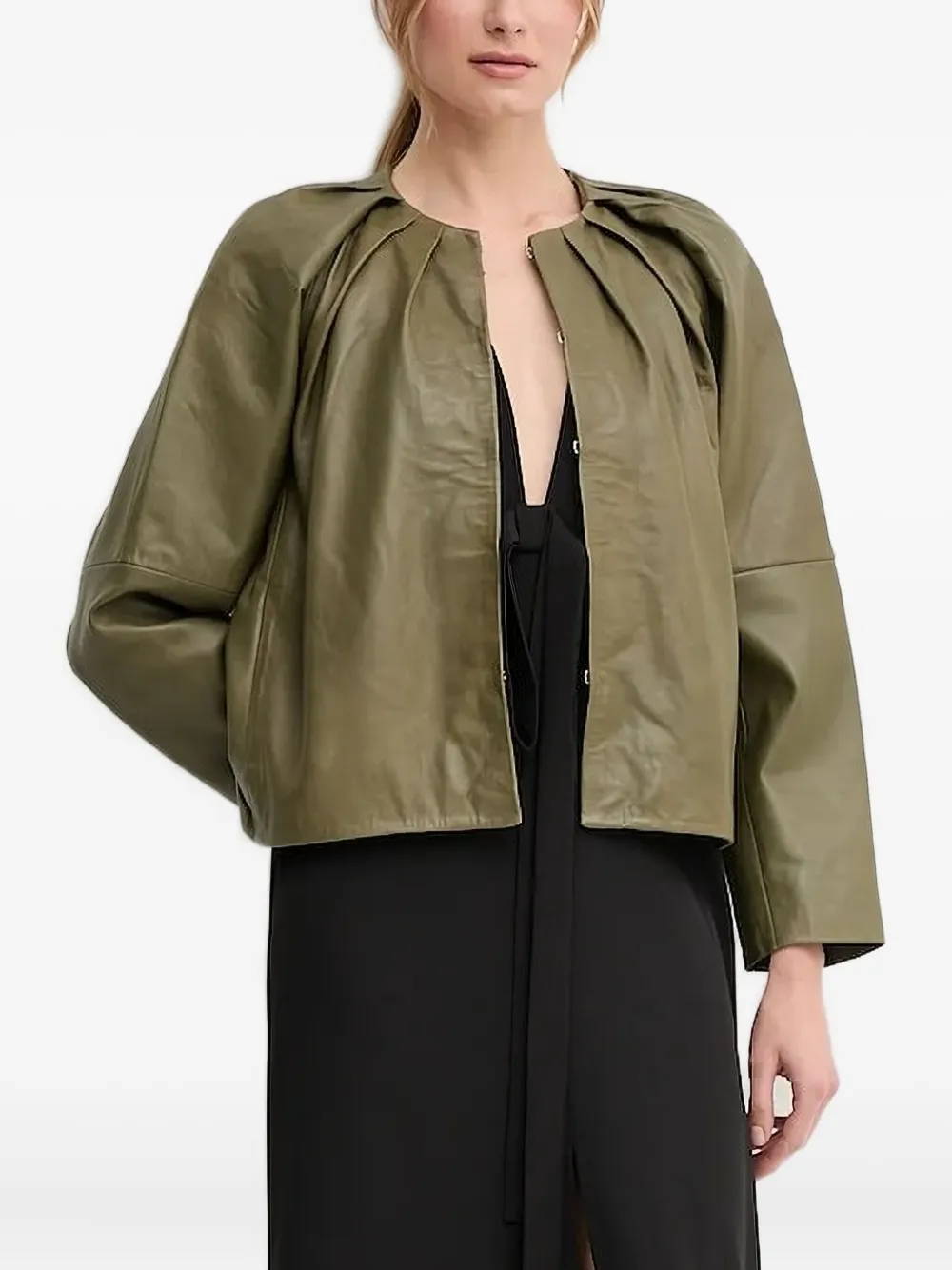 

Плиссированная кожаная куртка Pedro Del Hierro, зеленый