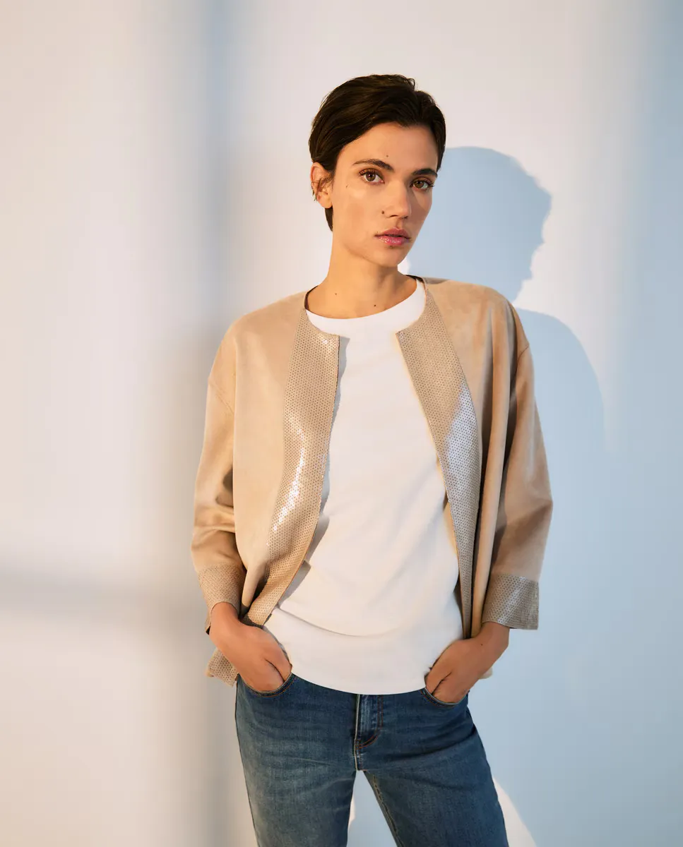 

Женская замшевая парка Woman El Corte Inglés, цвет Visón claro