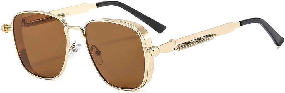 

Ретро металлические солнцезащитные очки для женщин и мужчин, модные женские панк-очки для вождения, солнцезащитные очки с защитой от УФ-излучения UV400 TKKTLLT, Gold Tea