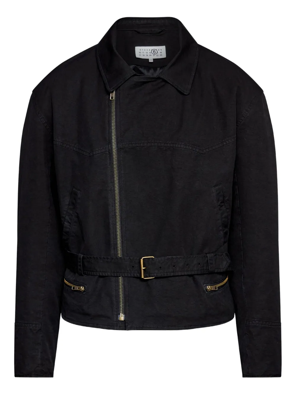 

Куртка с поясом и косой молнией MM6 Maison Margiela, черный