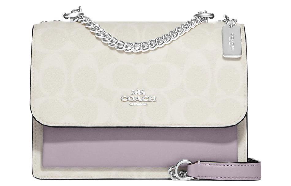 

COACH Сумка Klare из холста с кожей, мини-сумка через плечо для женщин, белая и фиолетовая таро