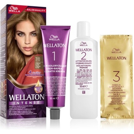 

Wella Интенсивная стойкая краска для волос Wellaton с аргановым маслом 7/0 средне-русый - 1 шт.