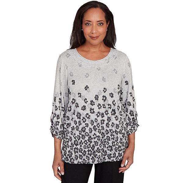 

Топ с рукавами-фонариками и цветочным принтом Alfred Dunner