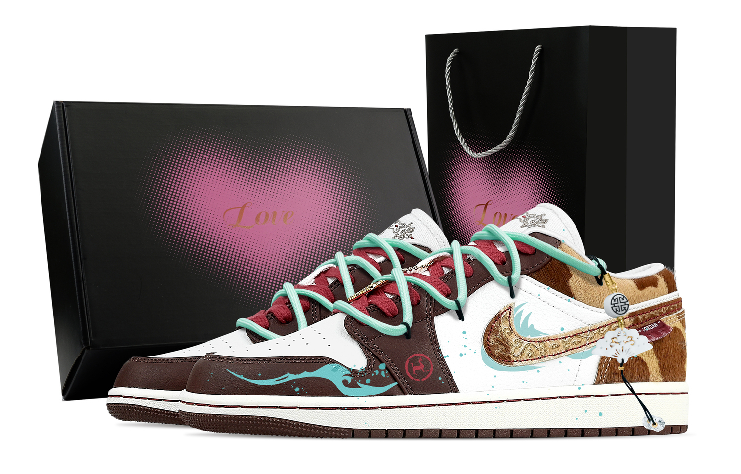 

Air 1 Leaping Horse, Heart Box Low top Vintage Basketball Shoes мужские, цвет Tan Jordan, tan