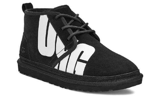 Зимние ботинки мужские Ugg с логотипом, черный/белый — фото 4