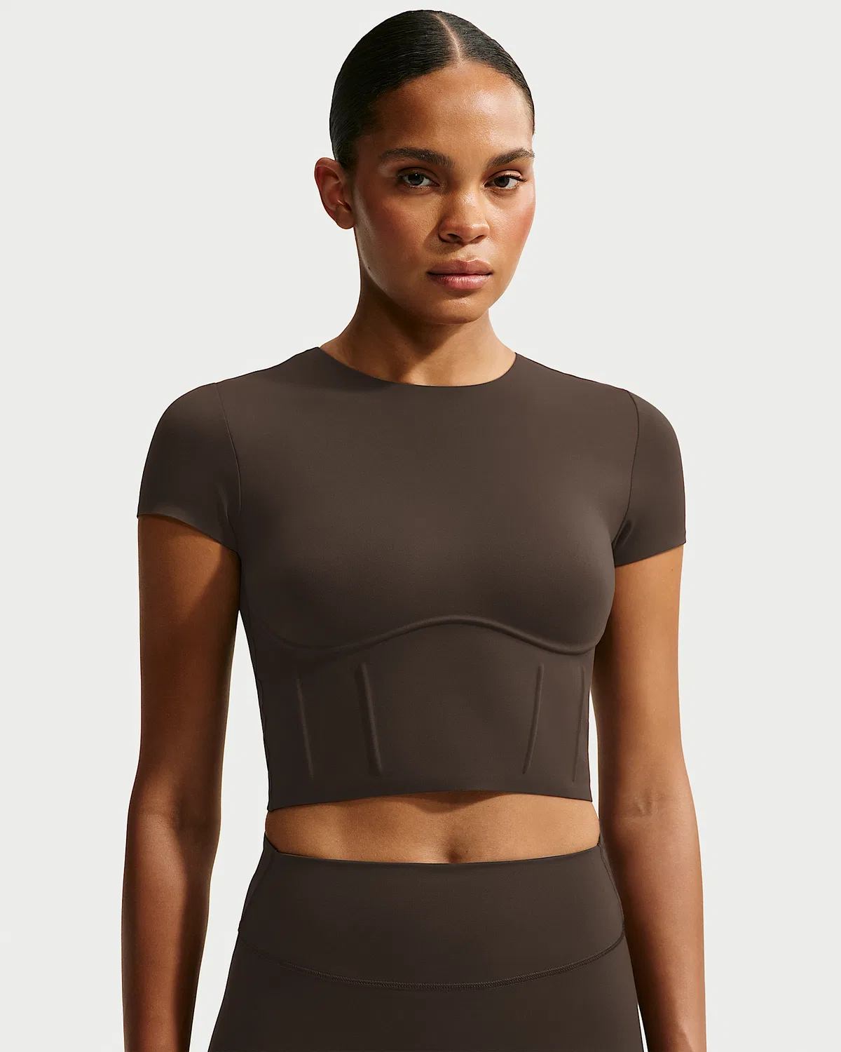 Женский корсетный укороченный топ NikeSKIMS Matte, NSKM Dark Sepia/NSKM Dark Sepia