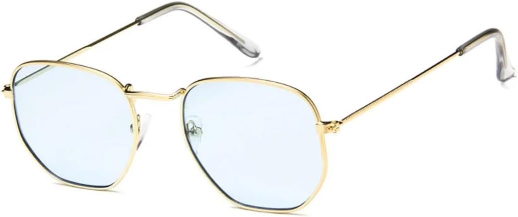 

Солнцезащитные очки с защитой от УФ-излучения UV400 | Овальные прозрачные линзы, металлическая оправа в стиле панк | для женщин и мужчин, для занятий спортом на открытом воздухе и вождения DSVIGF, Gold-blue