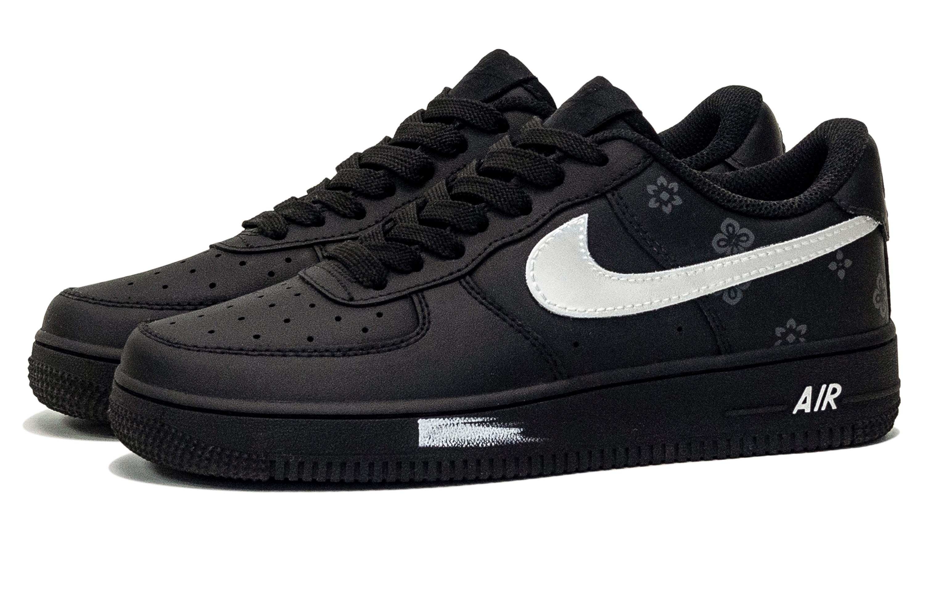 Nike Кроссовки для скейтбординга Air Force 1 Ink Light Leather, устойчивые к истиранию и скольжению, низкие, мужские, серебристо-черные — фото 4
