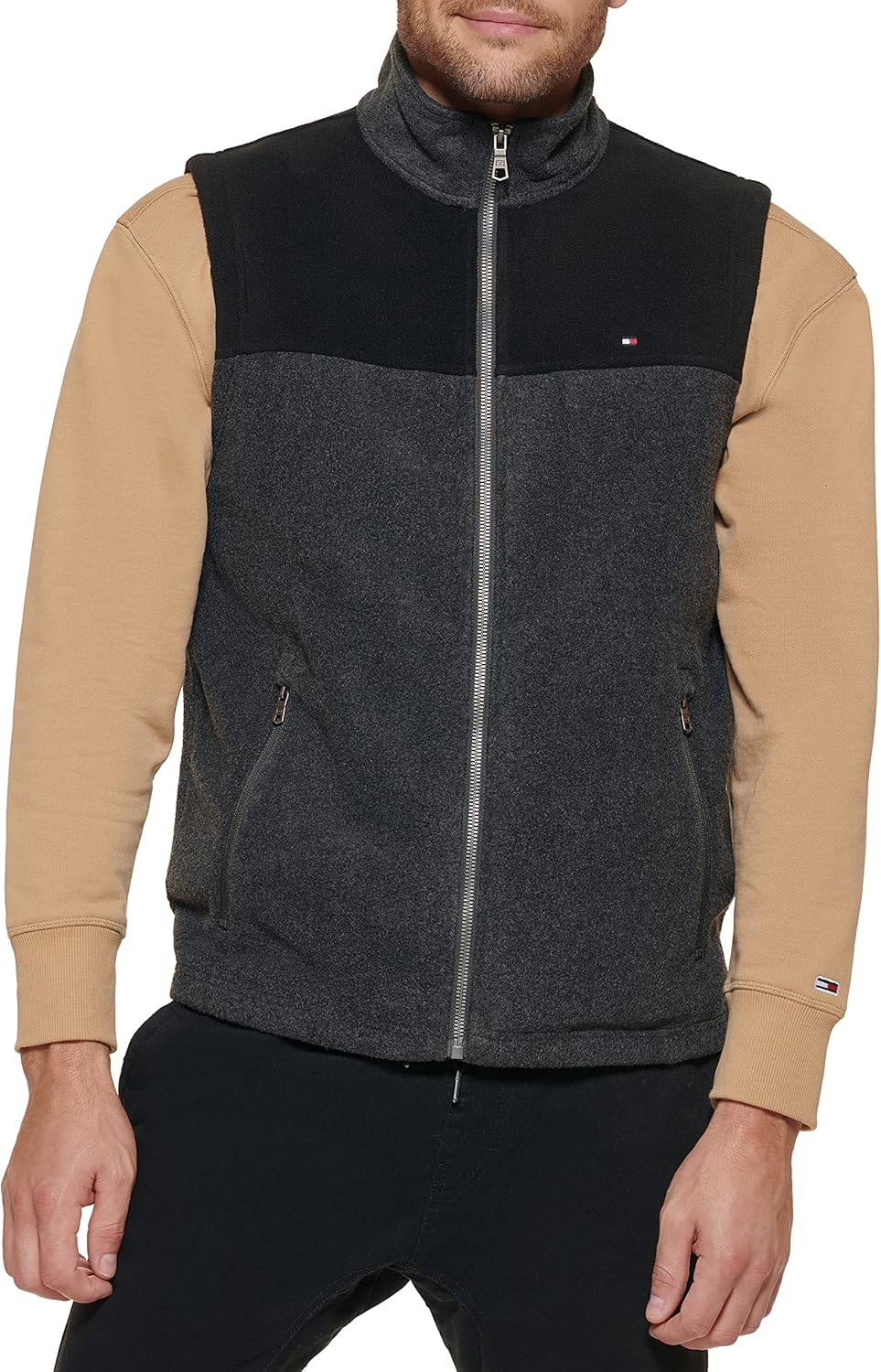 Легкий мужской жилет Tommy Hilfiger Polar Fleece, Black/Charcoal — фото 3