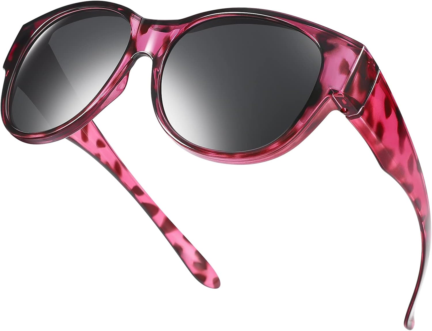 

Поляризованные солнцезащитные очки Br'Guras увеличенного размера, надеваемые поверх обычных очков, для женщин и мужчин. Носятся поверх обычных очков, Sg01-purple Leopard-black/Non-mirrored