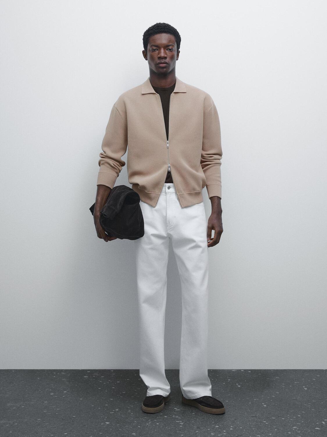 

Кардиган из хлопковой смеси на молнии Massimo Dutti, Mink